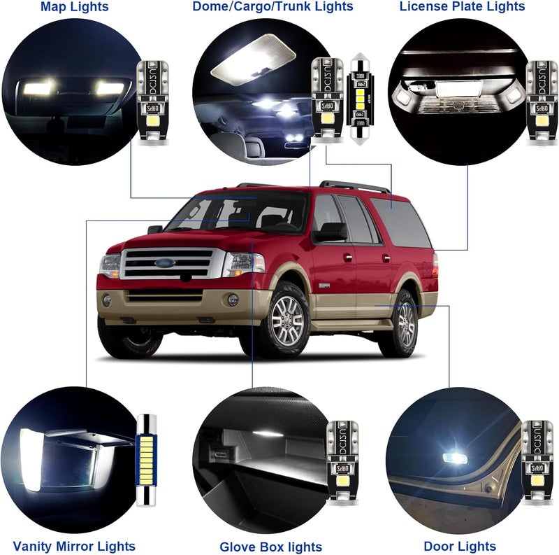 EASY EAGLE LED Interior Car Lights for Ford-Expedition-2007-2017: 18 Piece Kit White LED Light Bulbs - Super Bright 6000K + Install Tool - Image 3